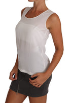 Dolce &amp; Gabbana White Silk A-line Sleeveless Blouse T-Shirt Top