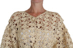 Dolce &amp; Gabbana Beige Cardigan Crochet Knitted Raffia Sweater