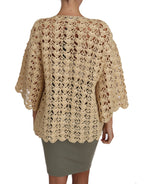 Dolce &amp; Gabbana Beige Cardigan Crochet Knitted Raffia Sweater