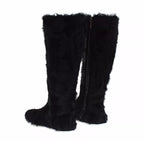 Dolce &amp; Gabbana Black Xiangao Lamb Fur Leather Boots Shoes
