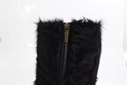 Dolce &amp; Gabbana Black Xiangao Lamb Fur Leather Boots Shoes