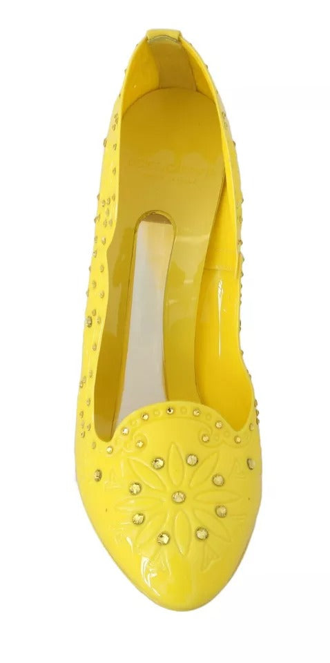 Dolce &amp; Gabbana Yellow Crystal Heels CINDERELLA Shoes