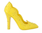 Dolce &amp; Gabbana Yellow Crystal Heels CINDERELLA Shoes