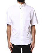 Dolce &amp; Gabbana White Cotton Button Down Casual Men Polo Shirt