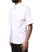 Dolce &amp; Gabbana White Cotton Button Down Casual Men Polo Shirt