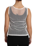 Dolce &amp; Gabbana White Net Transparent Sleeveless Tank Top