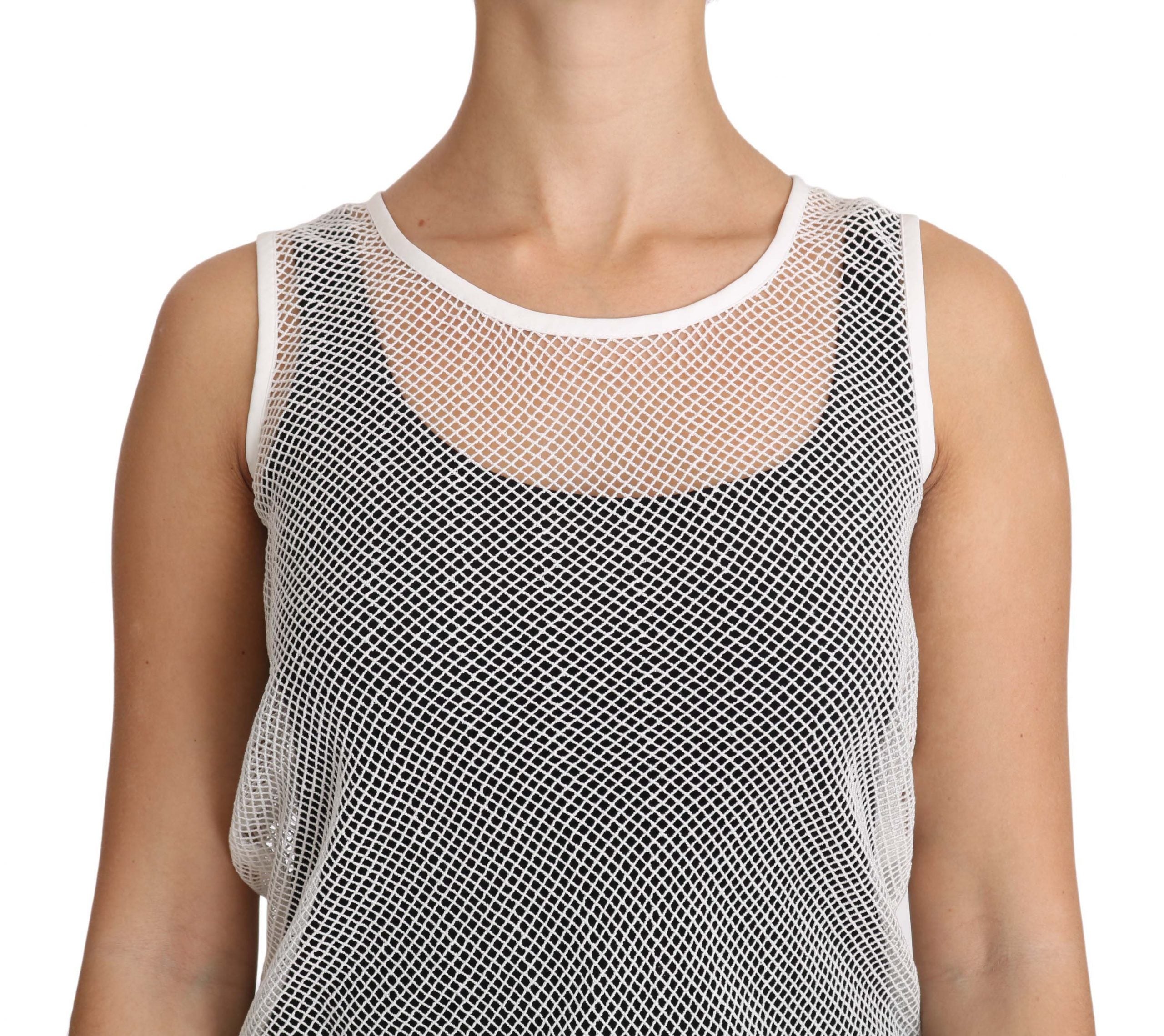 Dolce &amp; Gabbana White Net Transparent Sleeveless Tank Top