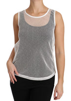 Dolce &amp; Gabbana White Net Transparent Sleeveless Tank Top
