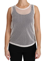 Dolce &amp; Gabbana White Net Transparent Sleeveless Tank Top