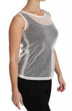 Dolce &amp; Gabbana White Net Transparent Sleeveless Tank Top