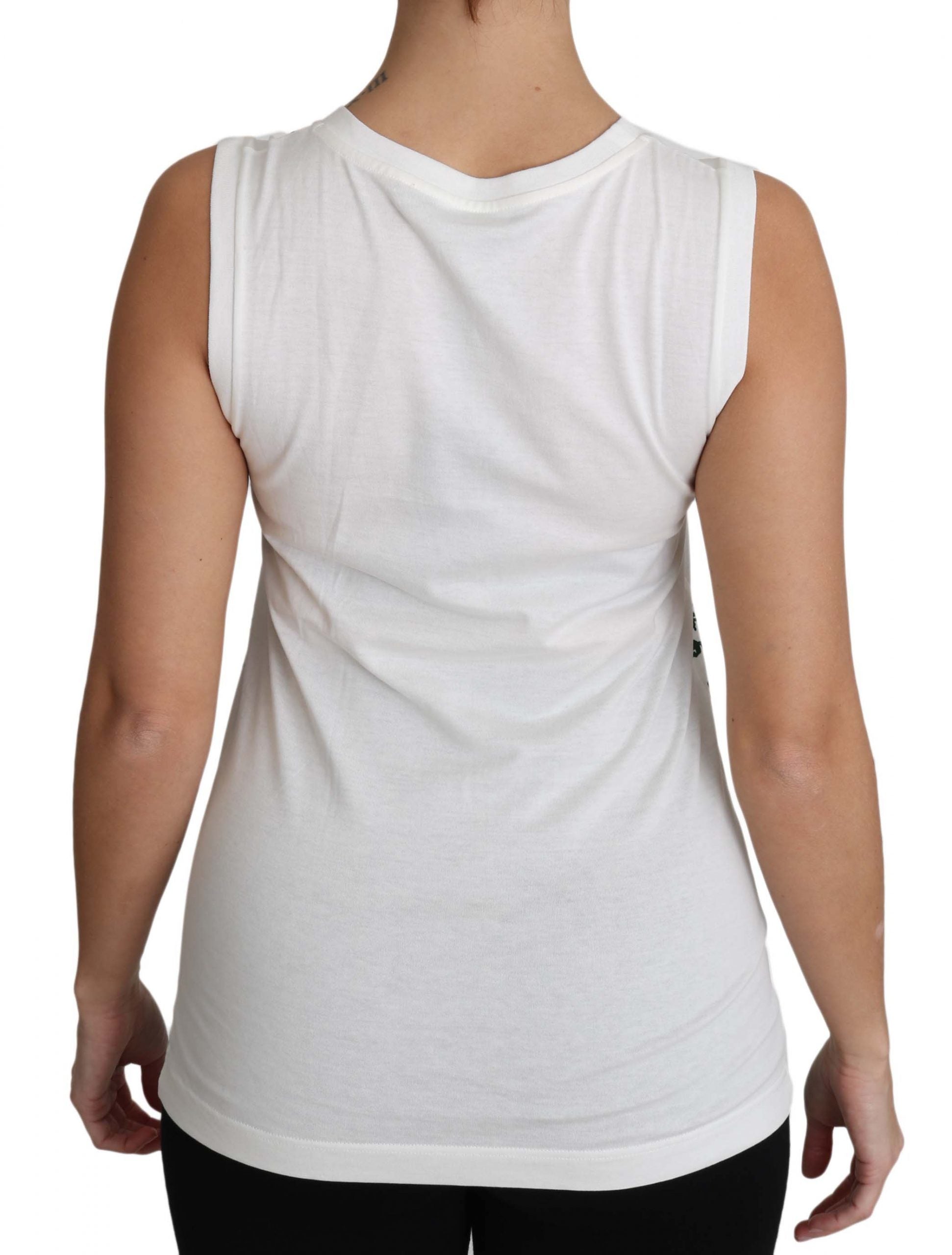 Dolce &amp; Gabbana White Cotton #dgfamily Sleeveless Shirt Tank Top
