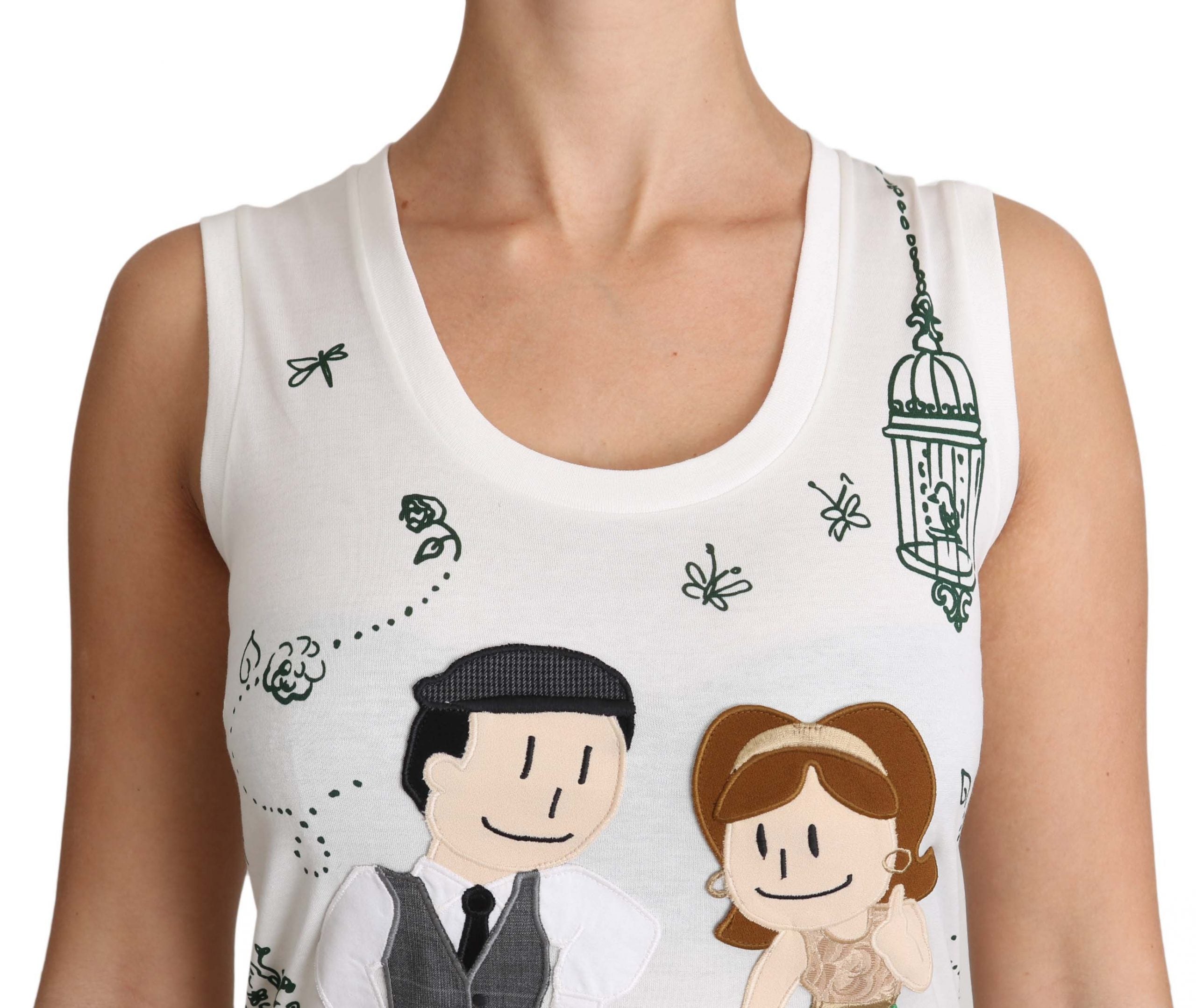 Dolce &amp; Gabbana White Cotton #dgfamily Sleeveless Shirt Tank Top
