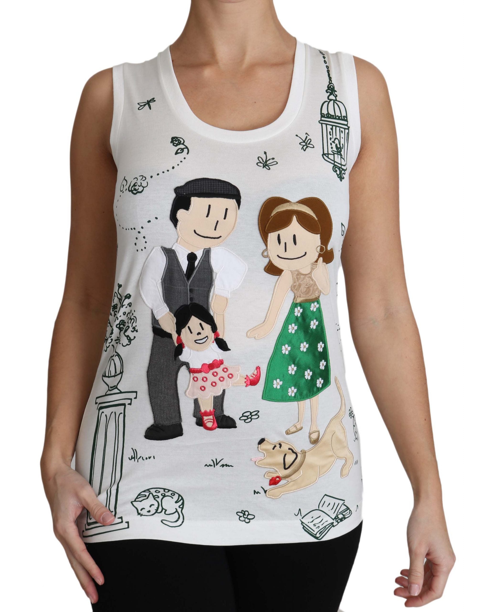 Dolce &amp; Gabbana White Cotton #dgfamily Sleeveless Shirt Tank Top