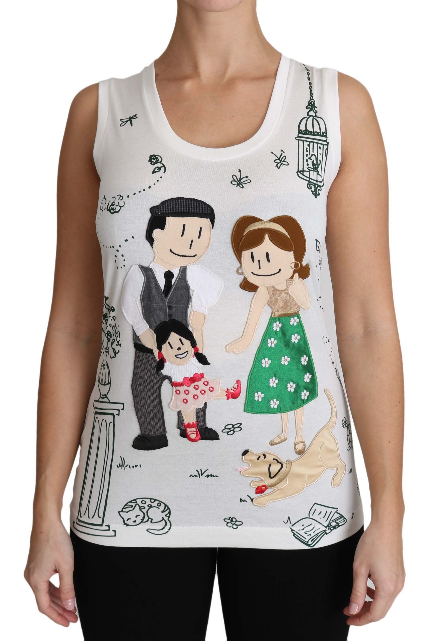Dolce &amp; Gabbana White Cotton #dgfamily Sleeveless Shirt Tank Top