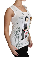 Dolce &amp; Gabbana White Cotton #dgfamily Sleeveless Shirt Tank Top