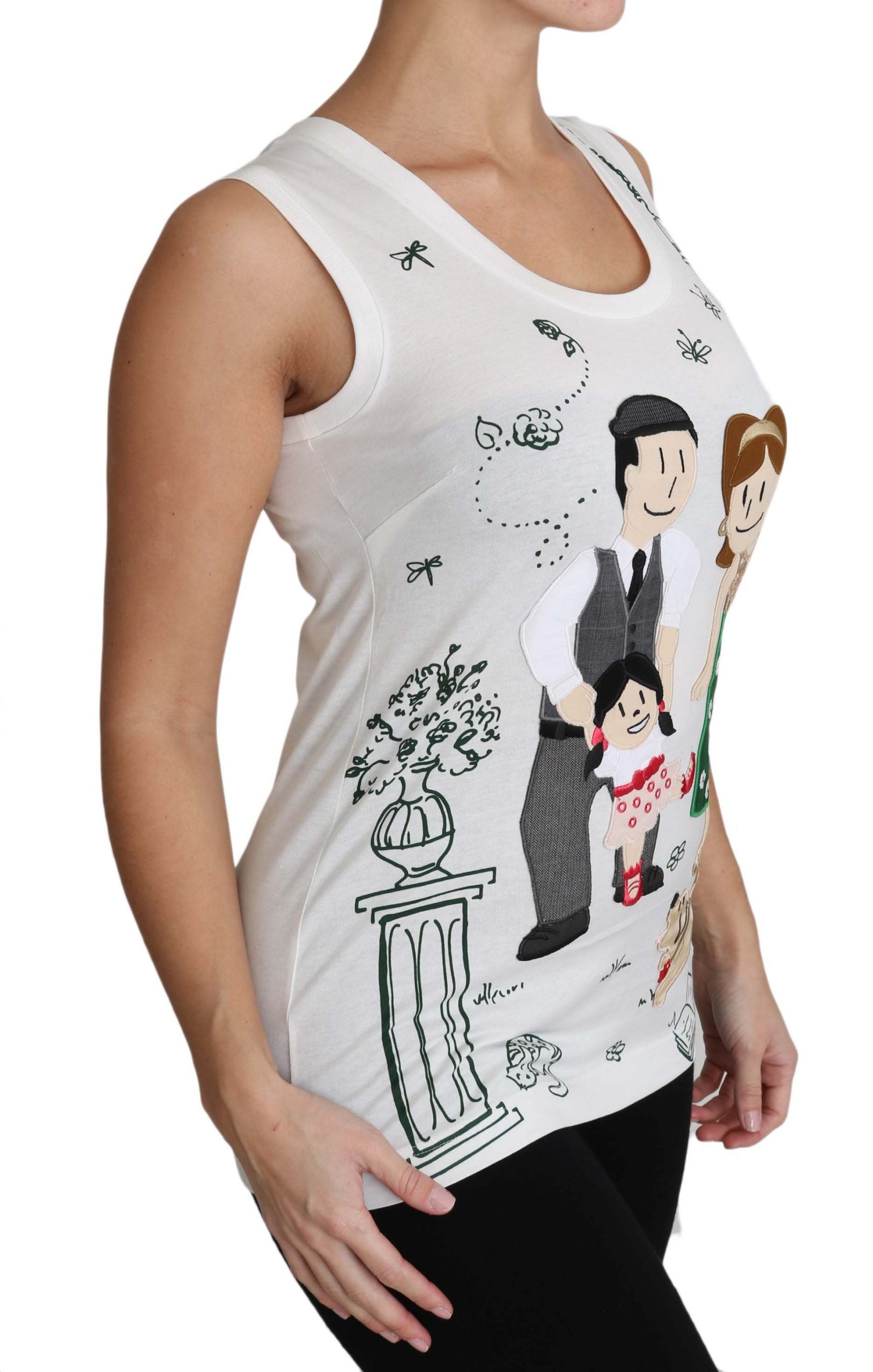 Dolce &amp; Gabbana White Cotton #dgfamily Sleeveless Shirt Tank Top