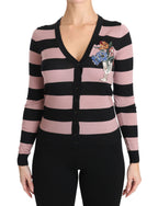 Dolce &amp; Gabbana Pink Floral Cashmere Cardigan Sweater