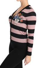 Dolce &amp; Gabbana Pink Floral Cashmere Cardigan Sweater