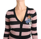 Dolce &amp; Gabbana Pink Floral Cashmere Cardigan Sweater