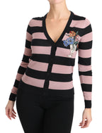Dolce &amp; Gabbana Pink Floral Cashmere Cardigan Sweater