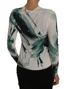 Dolce &amp; Gabbana White Silk Cardigan Lightweight Paint Stroke Sweater