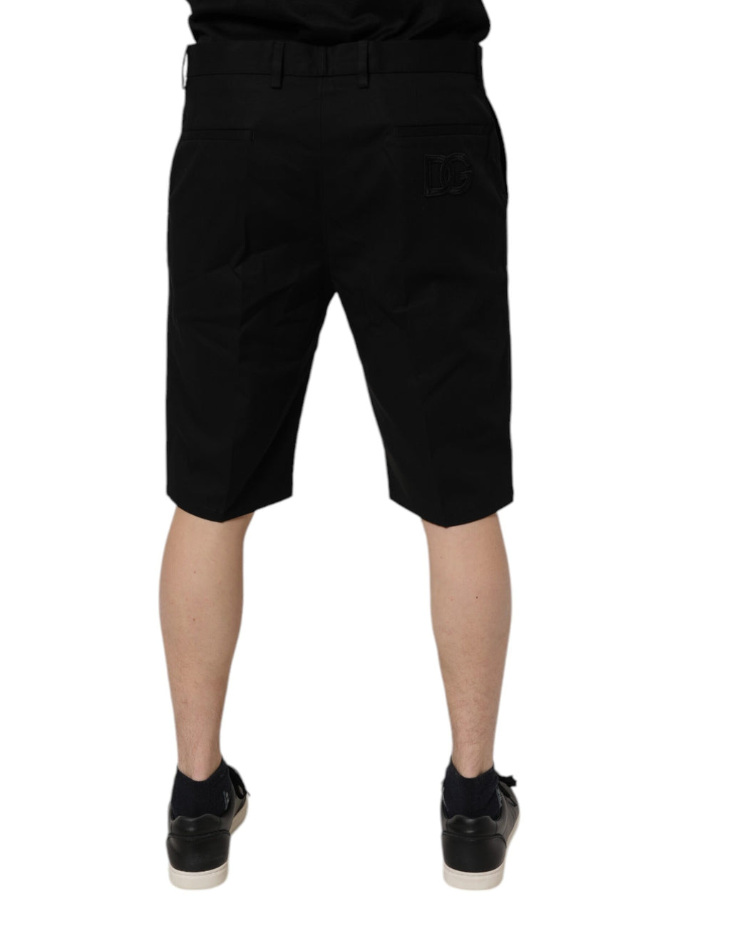 Dolce &amp; Gabbana Black Cotton Stretch Mid Waist Bermuda Shorts
