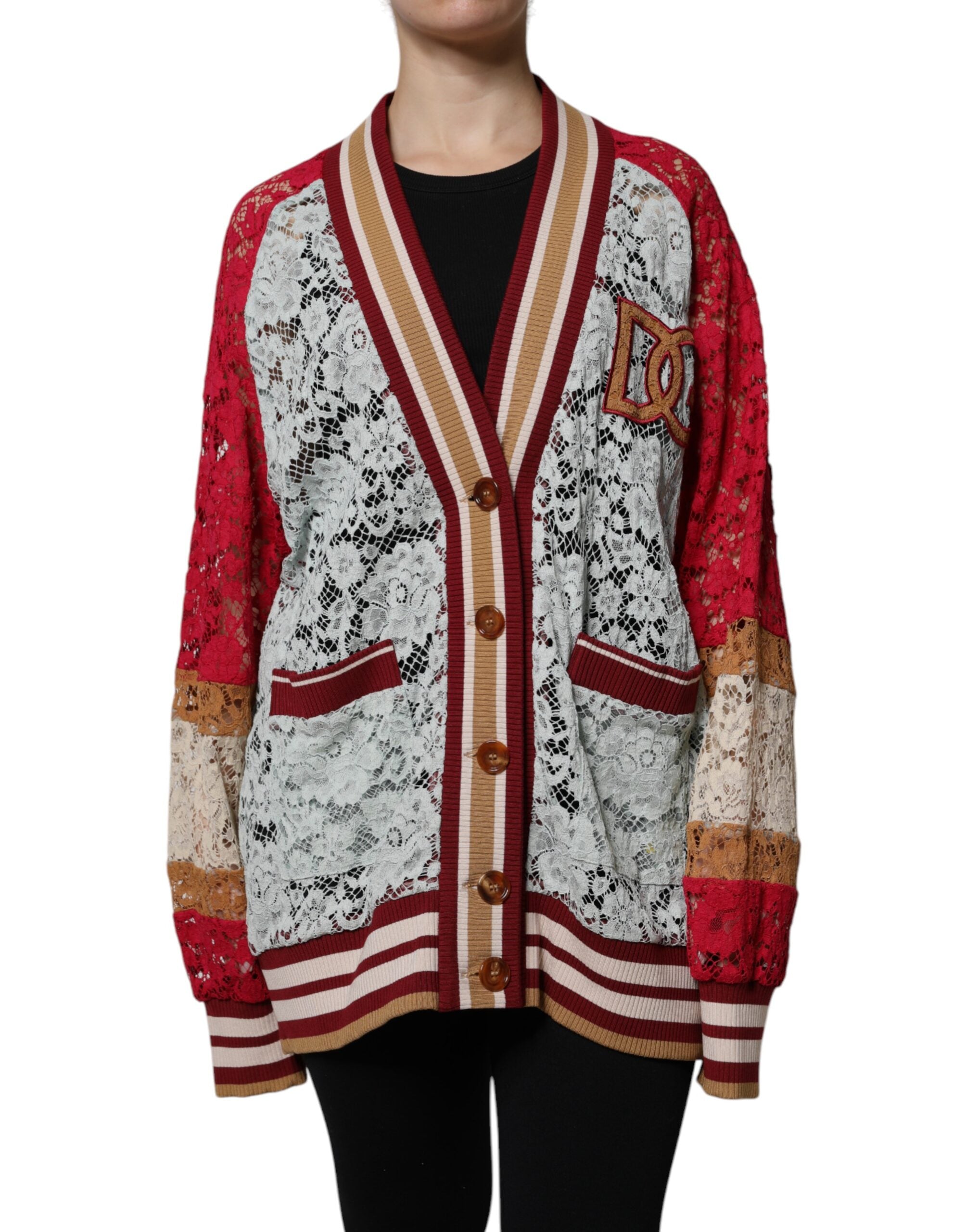 Dolce &amp; Gabbana Multicolor Floral Lace Cardigan Sweater