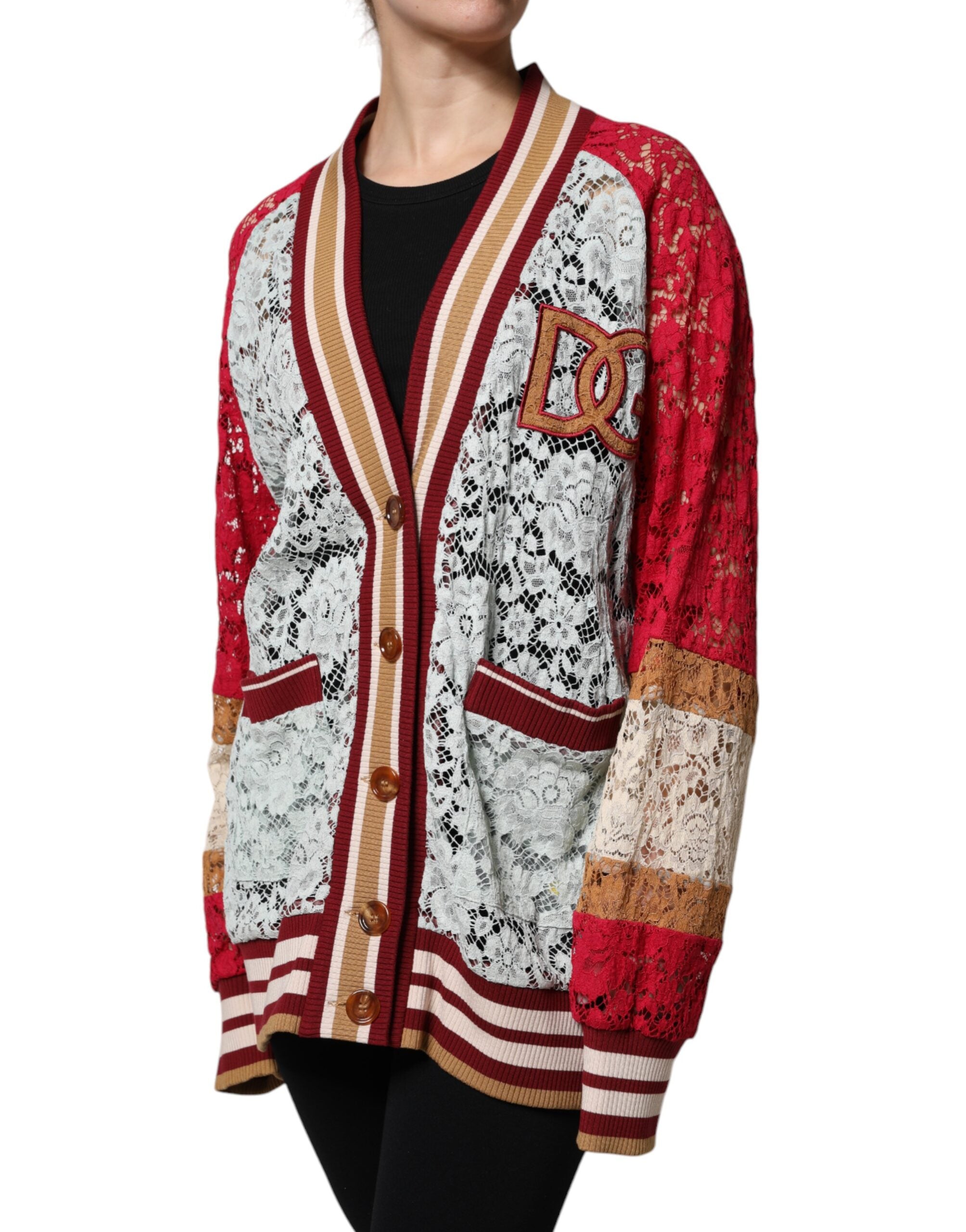 Dolce &amp; Gabbana Multicolor Floral Lace Cardigan Sweater
