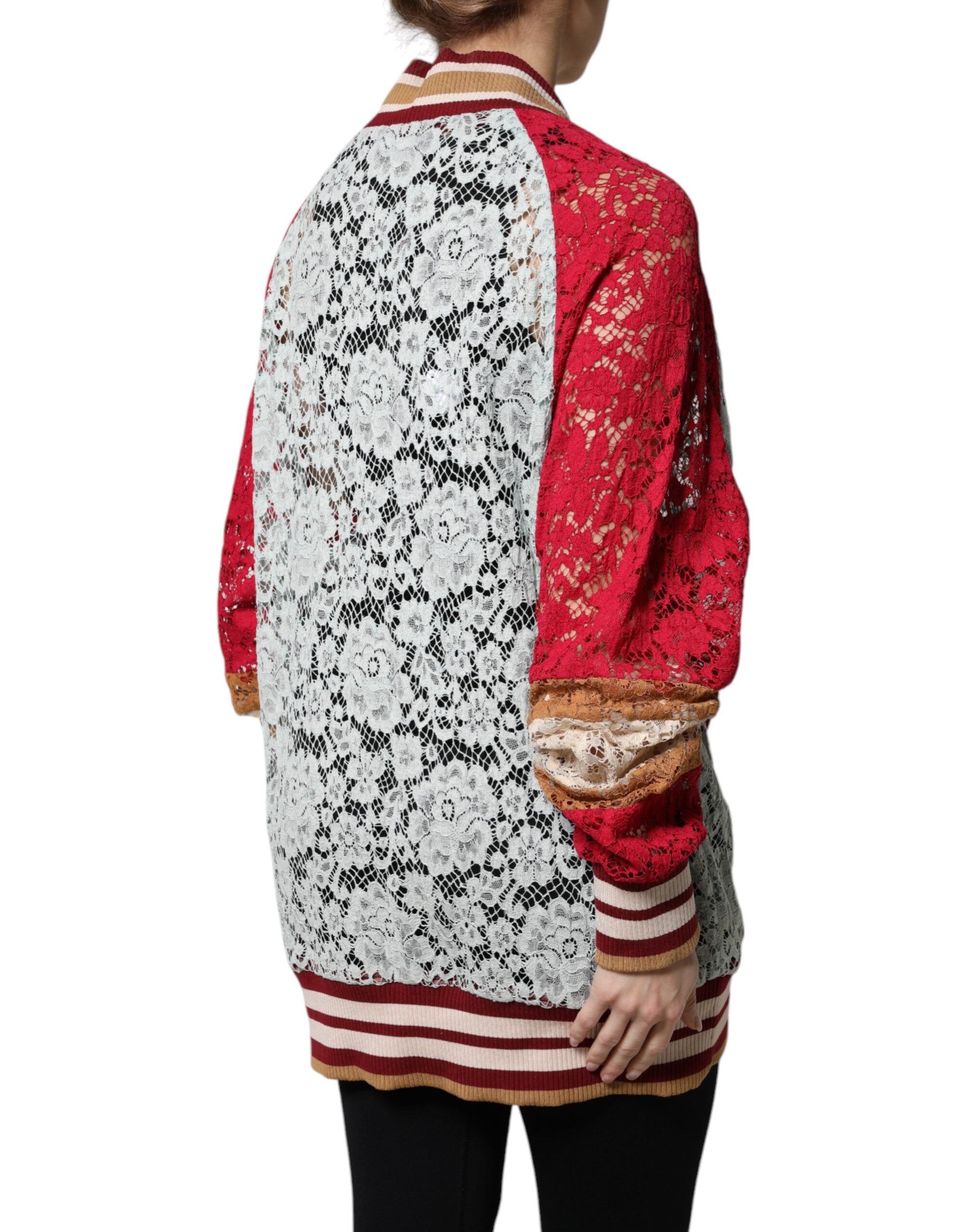 Dolce &amp; Gabbana Multicolor Floral Lace Cardigan Sweater