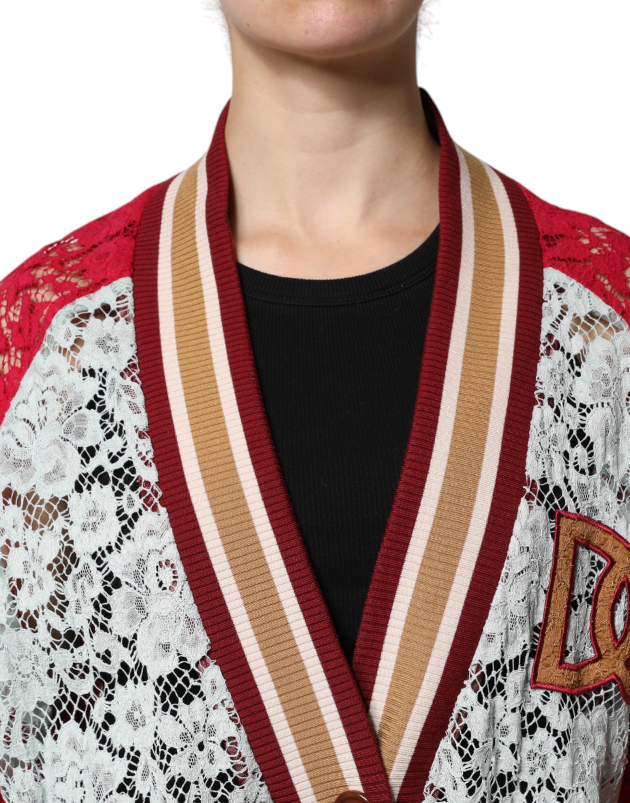 Dolce &amp; Gabbana Multicolor Floral Lace Cardigan Sweater