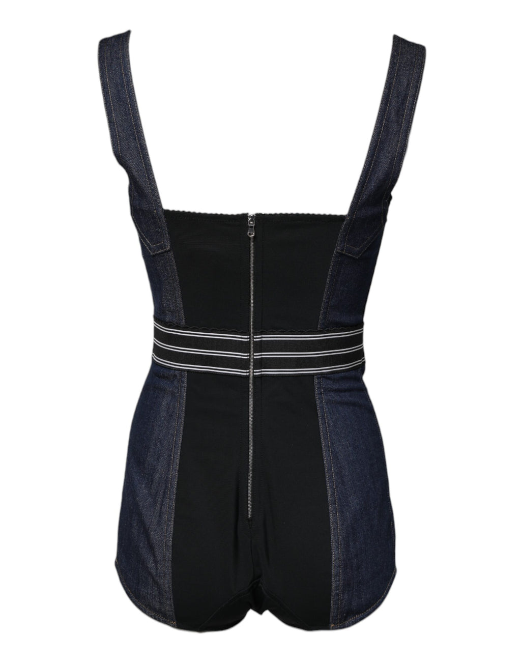 Dolce &amp; Gabbana Blue Cotton Stretch Sleeveless Bodycon Denim Bodysuit