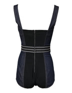 Dolce &amp; Gabbana Blue Cotton Stretch Sleeveless Bodycon Denim Bodysuit