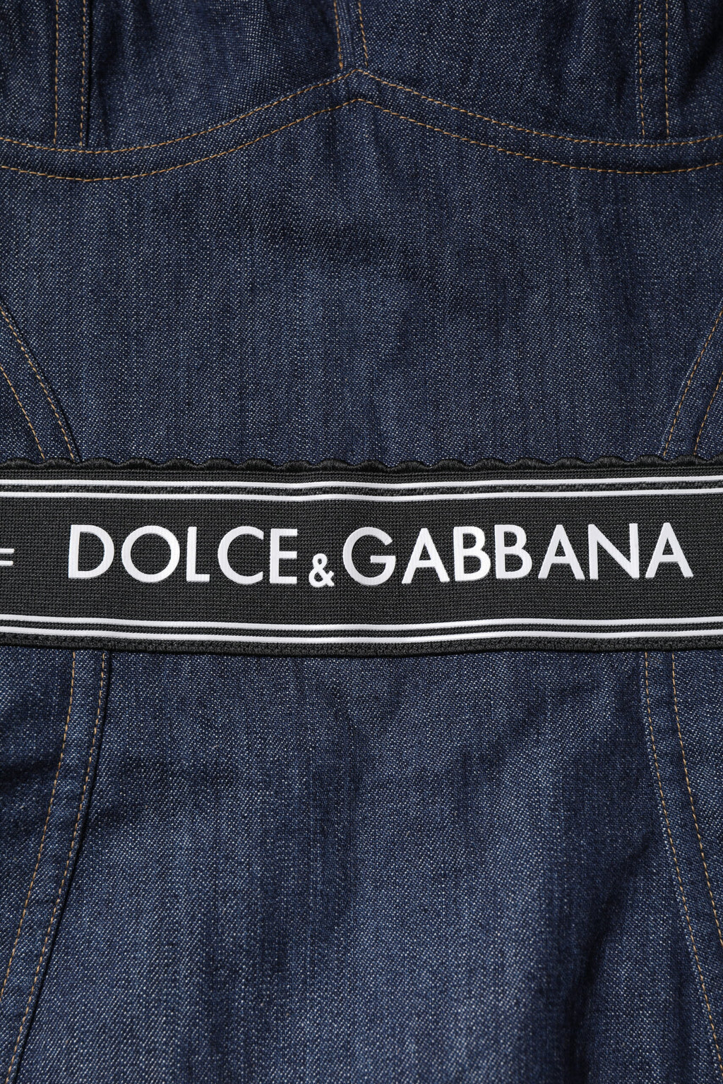 Dolce &amp; Gabbana Blue Cotton Stretch Sleeveless Bodycon Denim Bodysuit