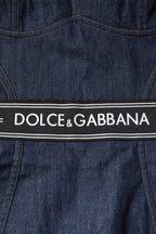 Dolce &amp; Gabbana Blue Cotton Stretch Sleeveless Bodycon Denim Bodysuit