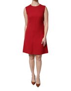 Dolce &amp; Gabbana Red Wool Sleeveless Knee Length A-line Dress