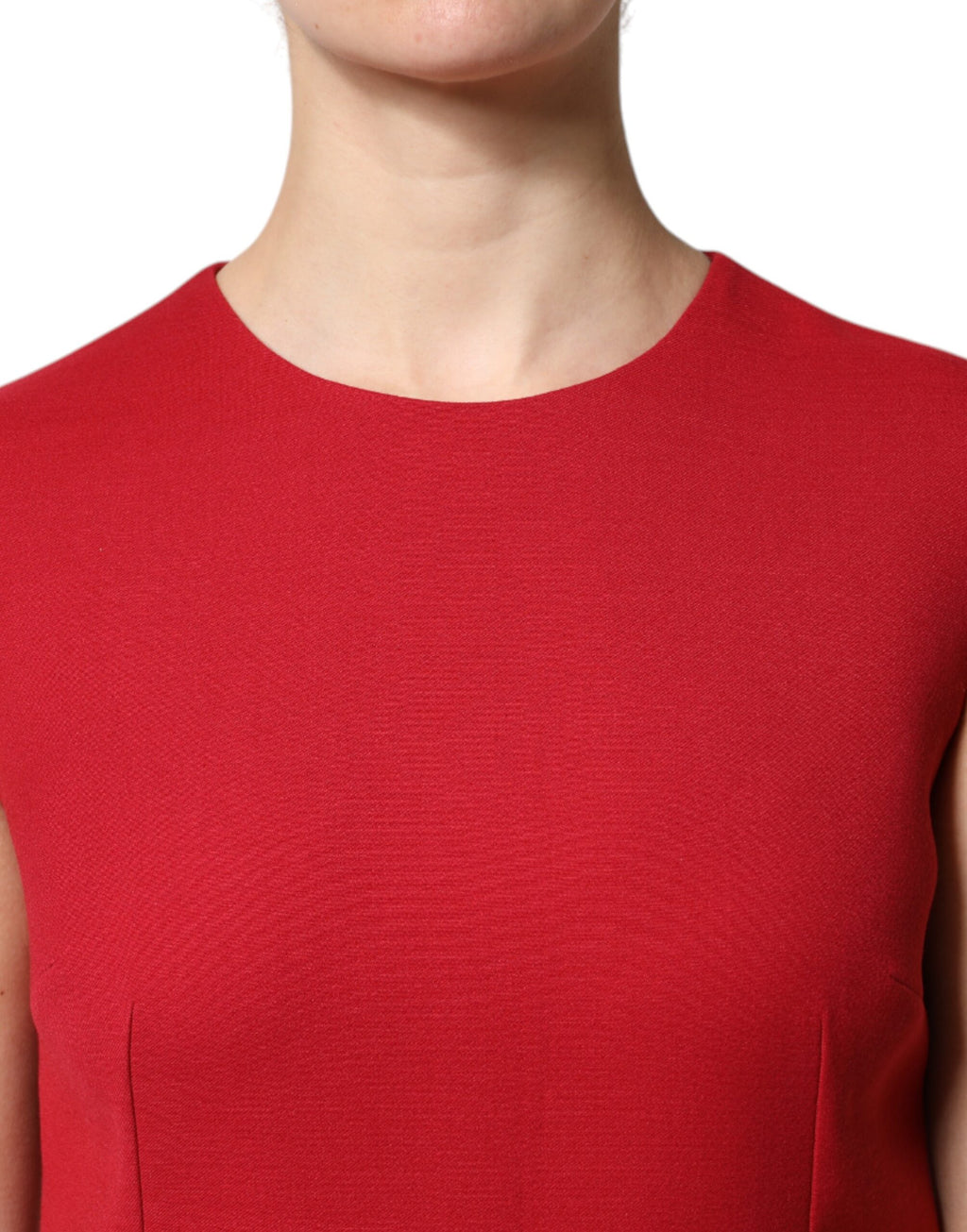 Dolce &amp; Gabbana Red Wool Sleeveless Knee Length A-line Dress