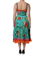 Dolce &amp; Gabbana Multicolor Printed Silk Sleeveless Midi Dress