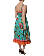 Dolce &amp; Gabbana Multicolor Printed Silk Sleeveless Midi Dress