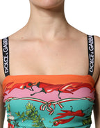 Dolce &amp; Gabbana Multicolor Printed Silk Sleeveless Midi Dress
