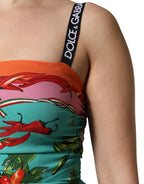 Dolce &amp; Gabbana Multicolor Printed Silk Sleeveless Midi Dress