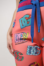 Dolce &amp; Gabbana Pink Logo Monogram Jogger Sweatpants Pants