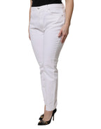 Dolce &amp; Gabbana White Cotton Mid Waist Skinny Denim Jeans