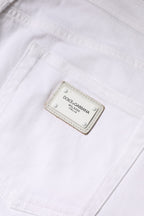 Dolce &amp; Gabbana White Cotton Mid Waist Skinny Denim Jeans