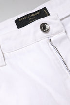 Dolce &amp; Gabbana White Cotton Mid Waist Skinny Denim Jeans