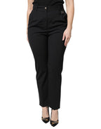 Dolce &amp; Gabbana Black Polyester High Waist Dress Pants