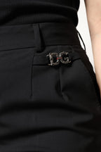 Dolce &amp; Gabbana Black Polyester High Waist Dress Pants