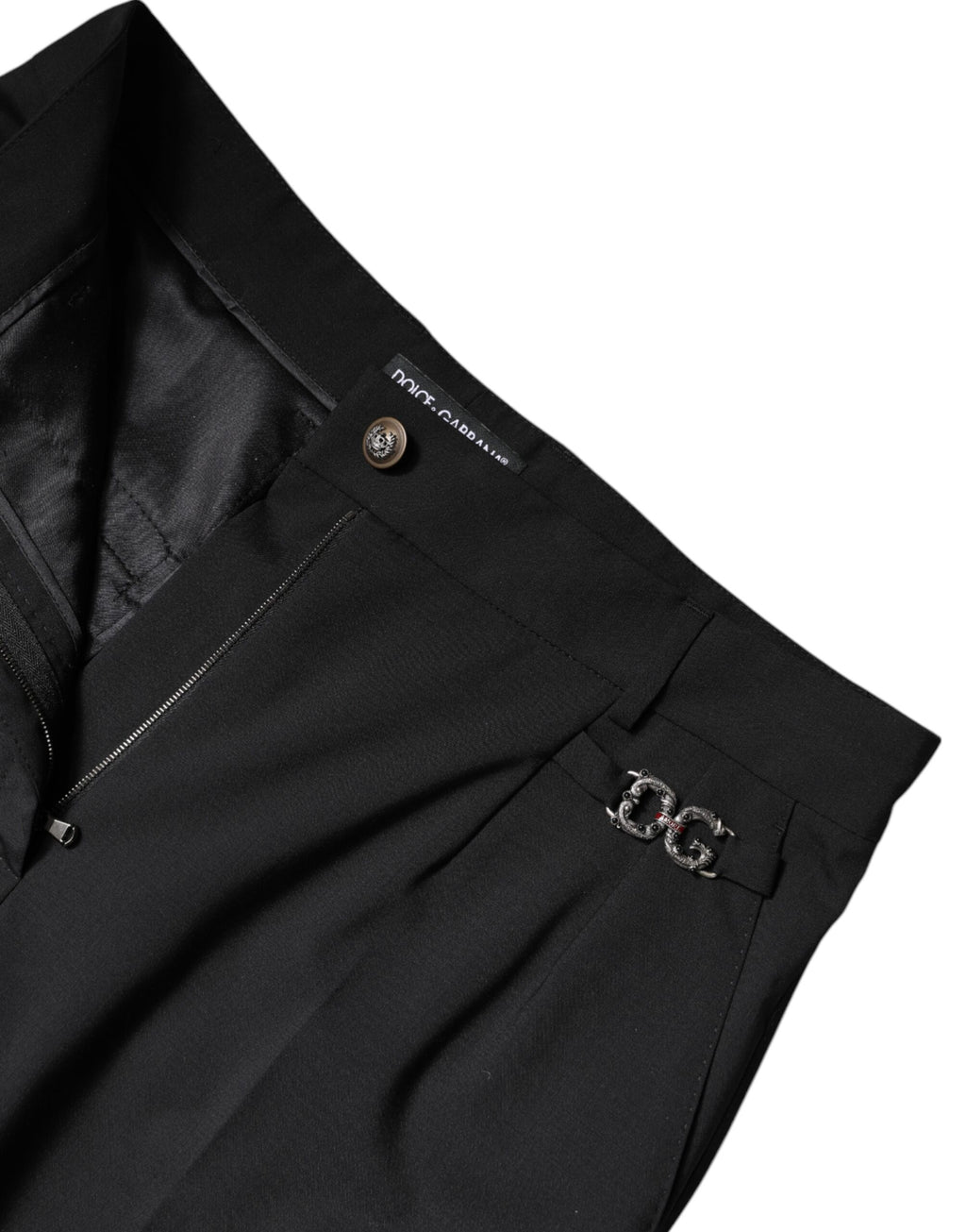 Dolce &amp; Gabbana Black Polyester High Waist Dress Pants