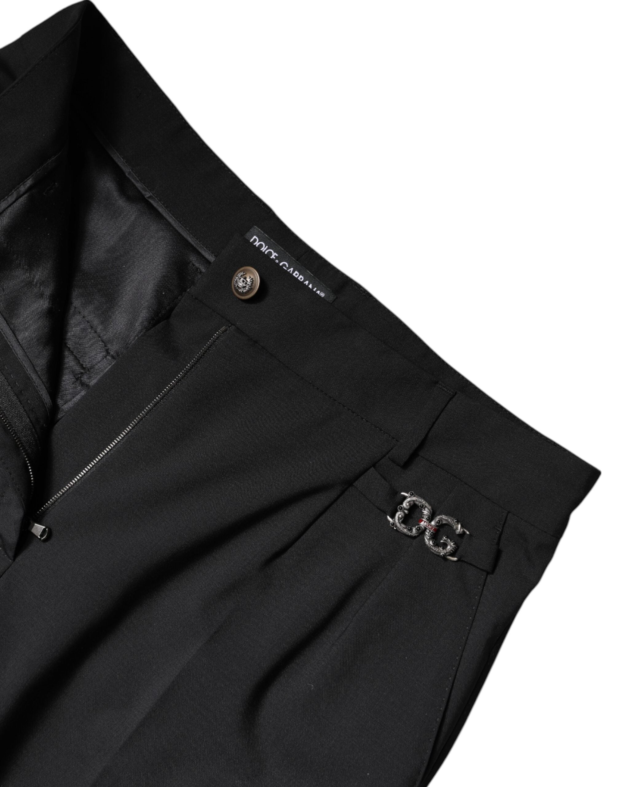 Dolce &amp; Gabbana Black Polyester High Waist Dress Pants