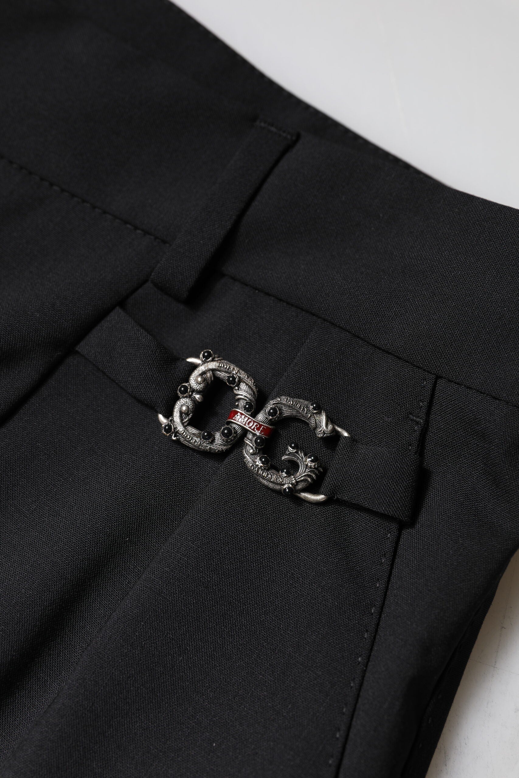 Dolce &amp; Gabbana Black Polyester High Waist Dress Pants