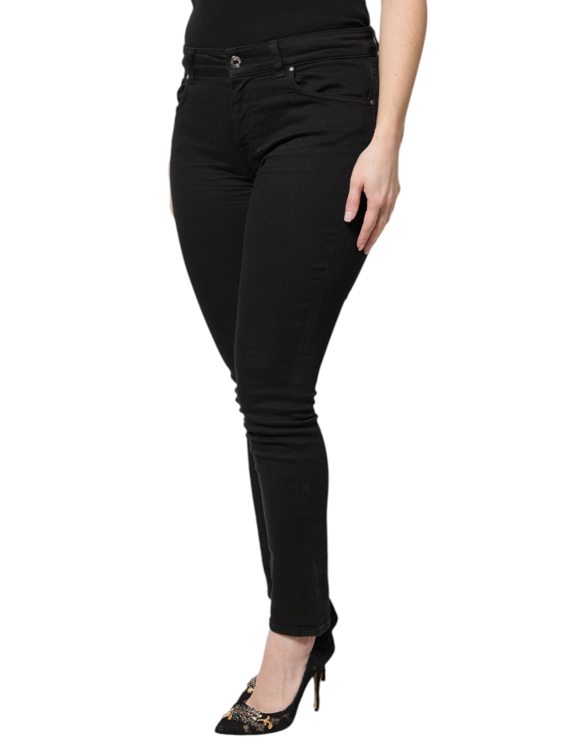 Dolce &amp; Gabbana Black Cotton High Waist Skinny Denim Jeans